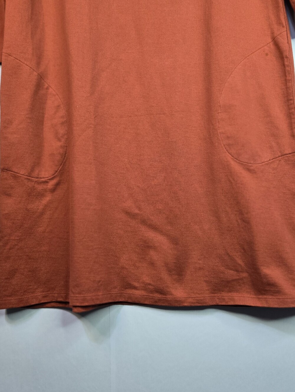 Garnet Hill Size 12 Organic Pima Cotton Pumpkin color 3/4 Sl shift dress - Picture 5 of 10